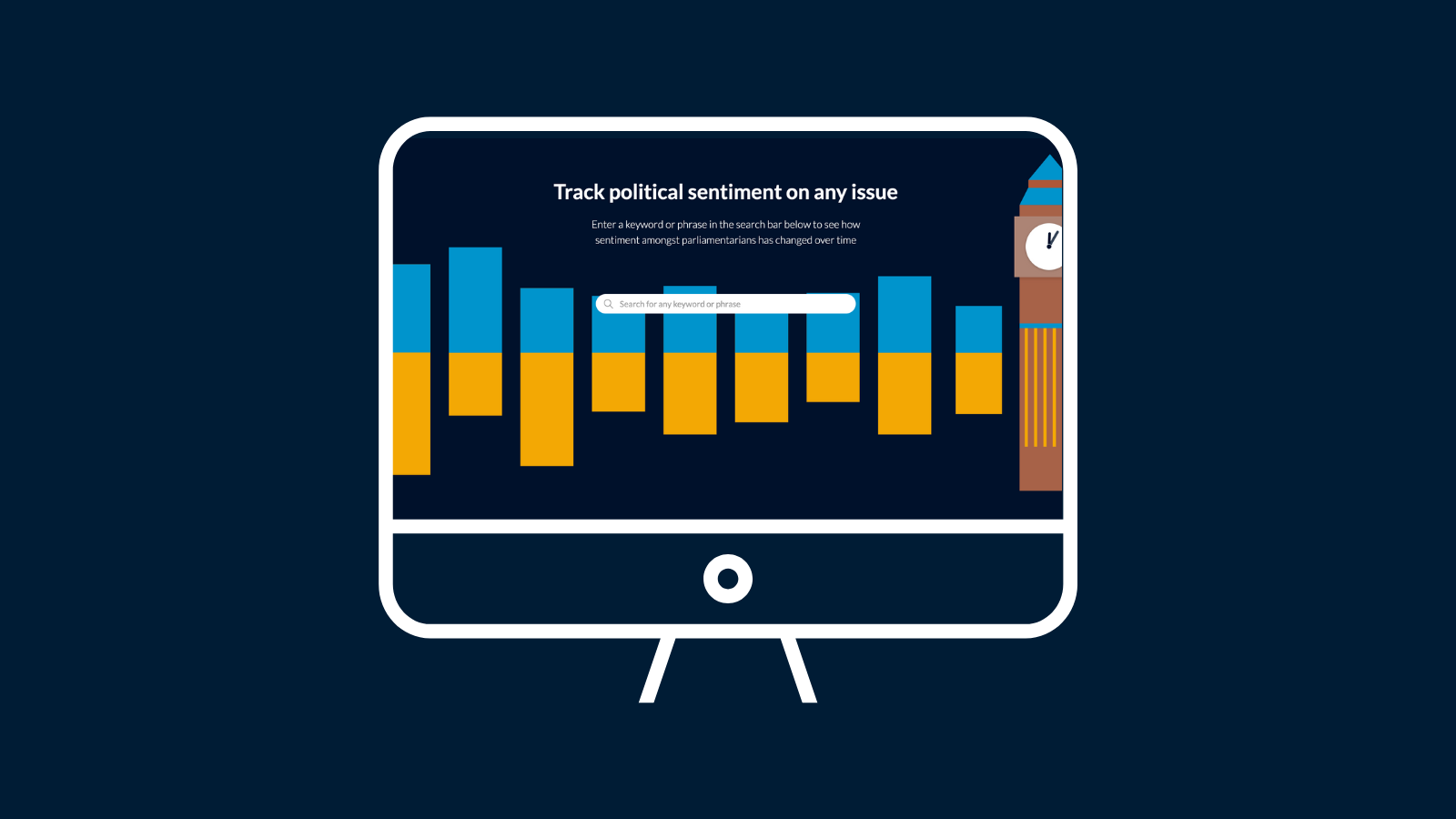 Image showing a computer screen wth a search box and the sentiment analysis homepage