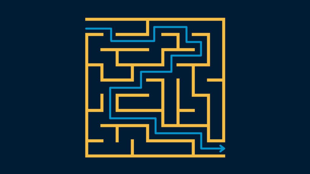 Image showing an arrow move through a maze.